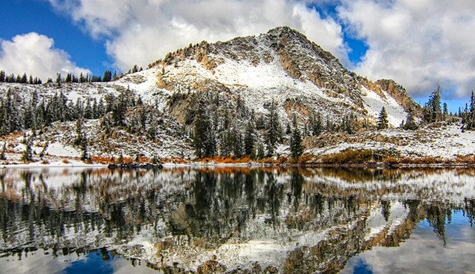 UT-LakeCatherine-WasatchNF-snow_DP_680 Snow-covered Lake Catherine in the Wasatch National Forest near Salt Lake City
