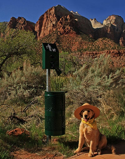Z-Parus-Trail-Pets_NPSJonathanFortner_400 Ranger Rosie the Golden Retriever loves utilizing the new pet waste stations on the Pa'rus Trail, ensuring she limits her impact by leaving only paw…