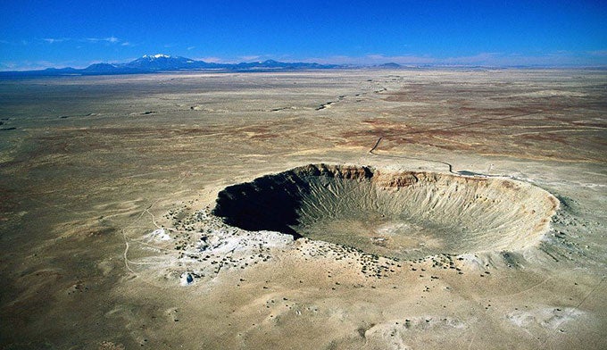 AZ-Meteor-Crater-Aeriel-View_courtesy_680 Aerial view of the meteor crater near Winslow, Ariz.