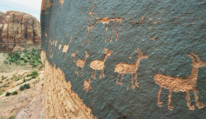Moab-Mtn-Sheep-Petroglyph_WikiPD_680 Petroglyph showing mountain sheep near Moab, Utah