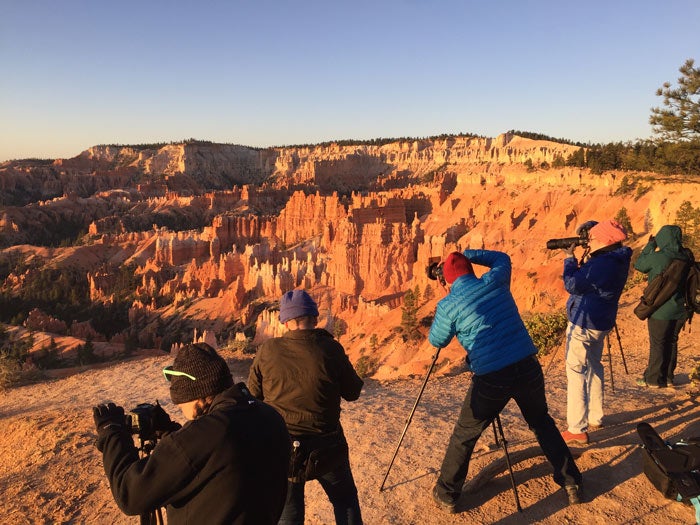 Bryce-PhotoWorkshop-morning_DaveKrause_700 Photo workshop participants capture the light on Bryce Canyon's hoodoos as the sun rises