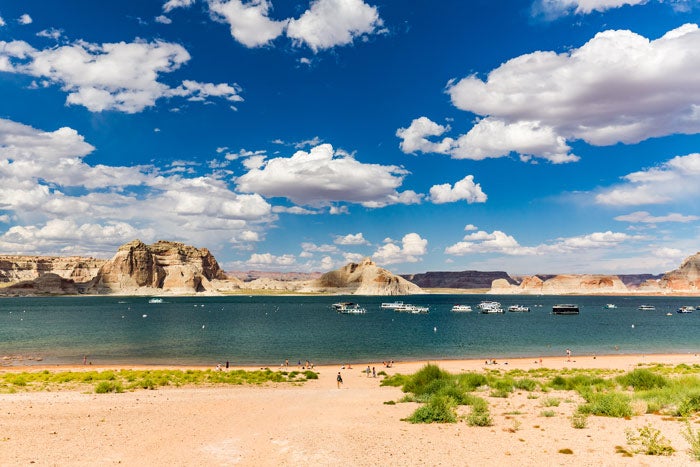 LakePowell-Wahweap-Marina-Beach_DP_700 Wahweap swim beach and marina area at Lake Powell