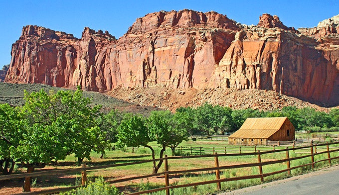 Capitol-Reef-Orchard-barn-Fruita_DP_680 The Fruita orchard and barn at Capitol Reef National Park