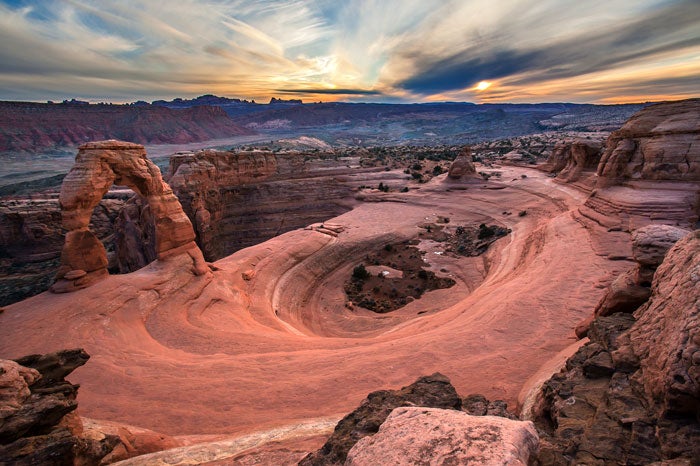 Arches-DelicateArch-pano-sunset_NPSJacobWFrank_700 Sunset at Delicate Arch in Arches National Park, Utah