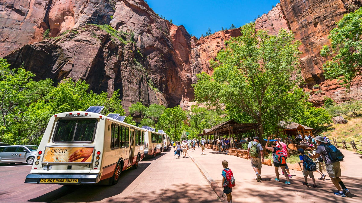 Shuttle Buses in Zion National Park in Utah