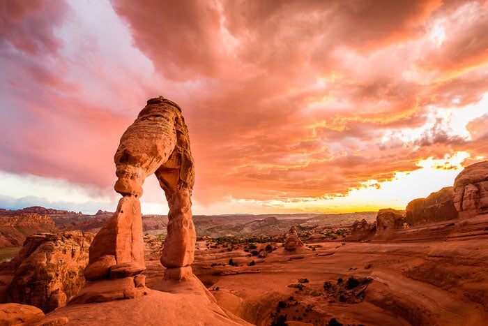 Sunset at Delicate Arch in Arches National Park