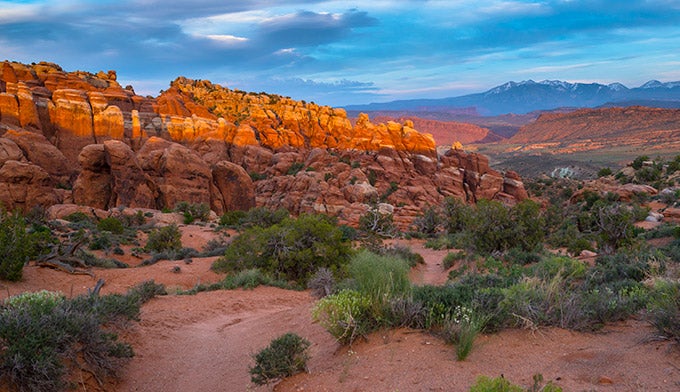 Arches-Fiery-Furnace-overlook-sunset_DP_680 The sunset view at the Fiery Furnace Overlook in Arches National Park