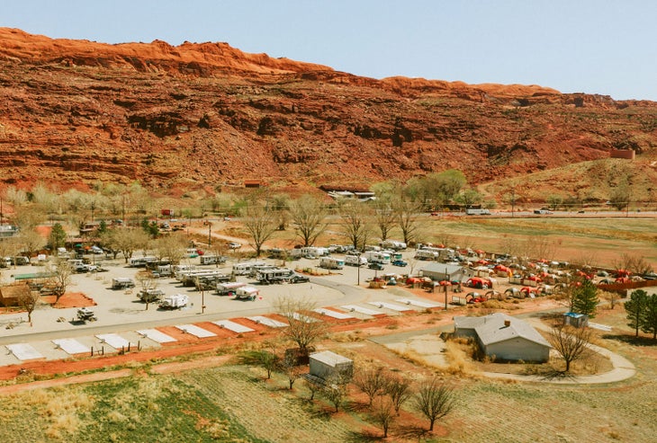 Aerial view of the Slickrock Campground in Moab by Sun RV Resorts