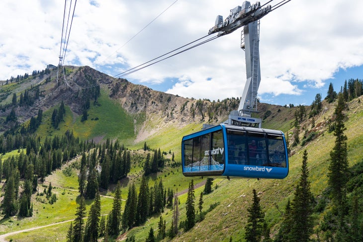The Snowbird Tram in summer.