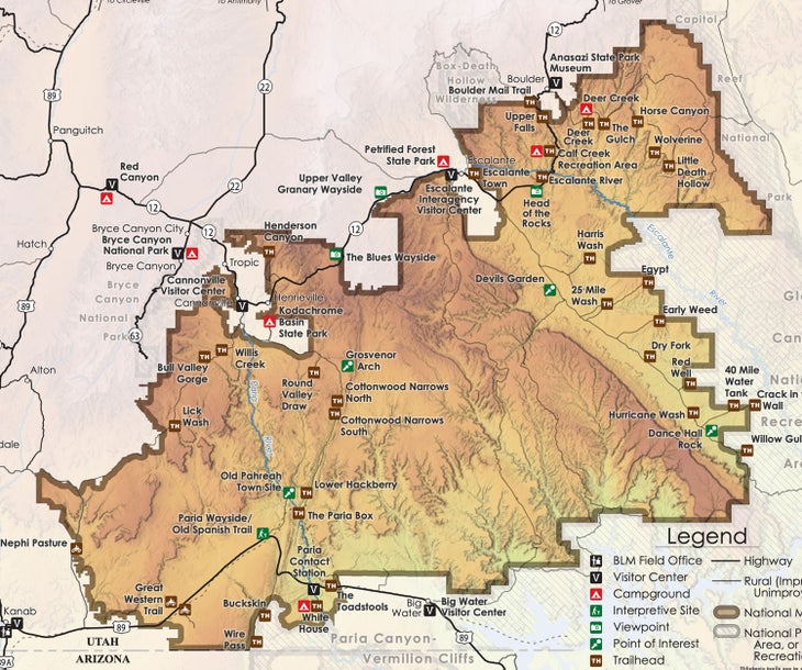 Download a PDF map of Grand Staircase-Escalante National Monument