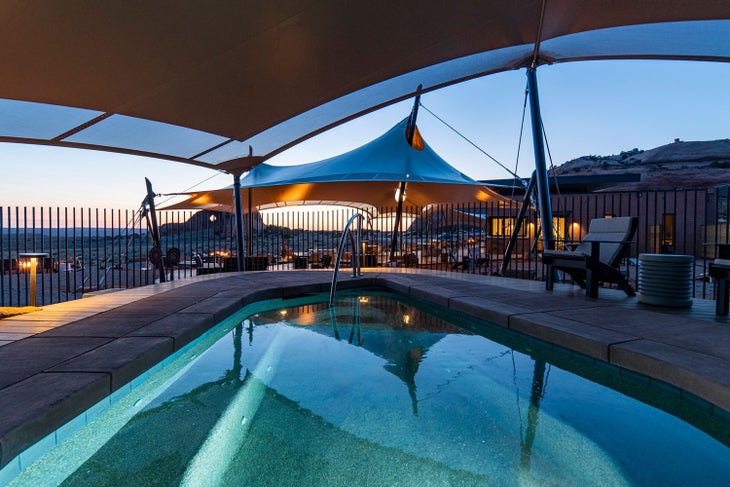 Enjoy the hot and cool dipping pools at ULUM by Under Canvas near Moab